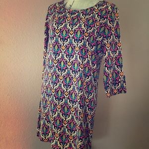 Almost Pink Shift 3/4 sleeve lined Dress Sz M